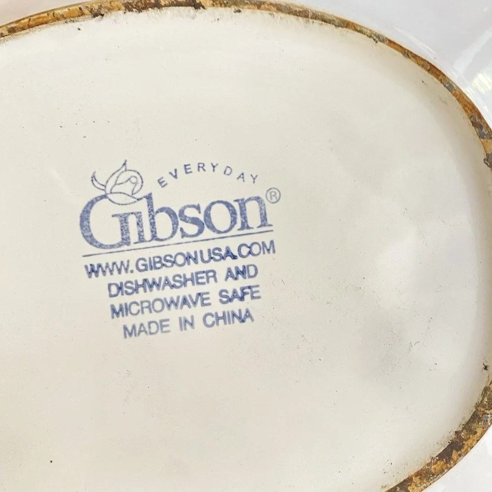 VTG Gibson Soup Tureen Lid Ladle Embossed Fruit Soup Vegetable Bowl Leaf EUC 90s